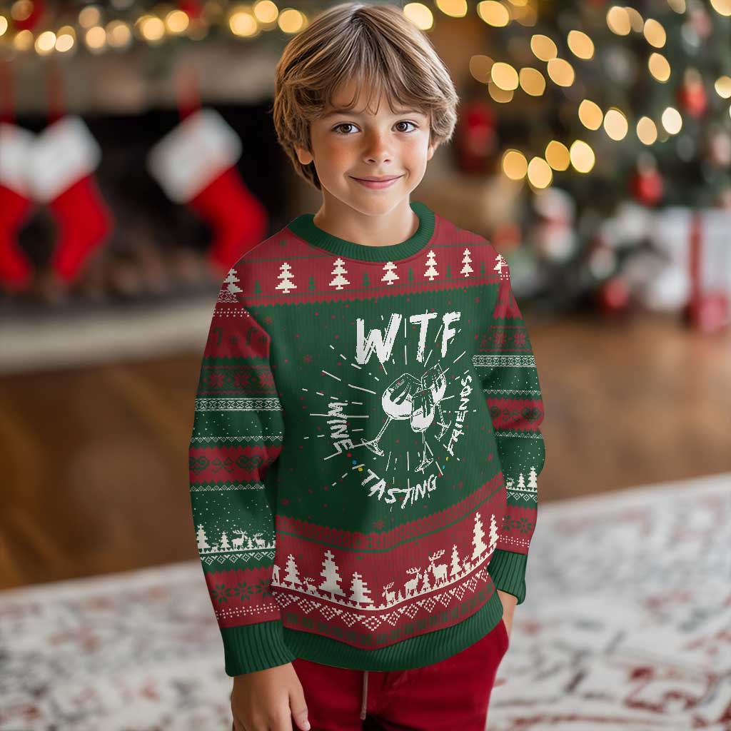 Thanksgiving Friends Knit Sweatshirt WTF Wine Tasting Friends Drinking Club TS10 Christmas Print Your Wear
