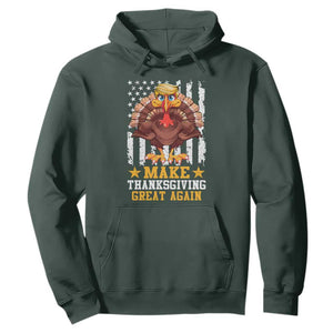 Funny Trump Thanksgiving Hoodie Make Thanksgiving Great Again Trump Turkey US Flag TS10 Dark Forest Green Print Your Wear
