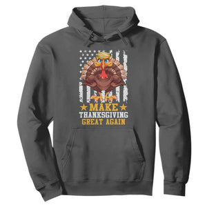 Funny Trump Thanksgiving Hoodie Make Thanksgiving Great Again Trump Turkey US Flag TS10 Dark Heather Print Your Wear