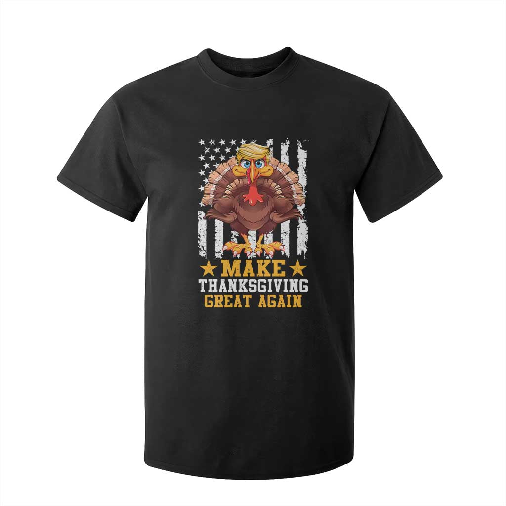 Funny Trump Thanksgiving T Shirt For Kid Make Thanksgiving Great Again Trump Turkey US Flag TS10 Black Print Your Wear