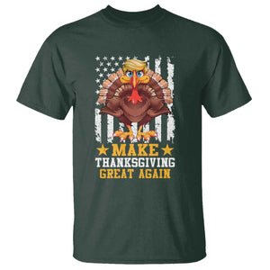 Funny Trump Thanksgiving T Shirt Make Thanksgiving Great Again Trump Turkey US Flag TS10 Dark Forest Green Print Your Wear