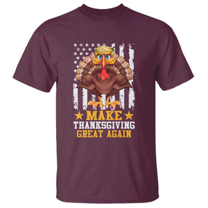 Funny Trump Thanksgiving T Shirt Make Thanksgiving Great Again Trump Turkey US Flag TS10 Maroon Print Your Wear