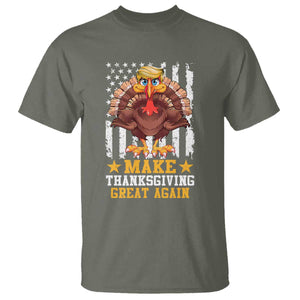 Funny Trump Thanksgiving T Shirt Make Thanksgiving Great Again Trump Turkey US Flag TS10 Military Green Print Your Wear