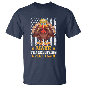 Funny Trump Thanksgiving T Shirt Make Thanksgiving Great Again Trump Turkey US Flag TS10 Navy Print Your Wear