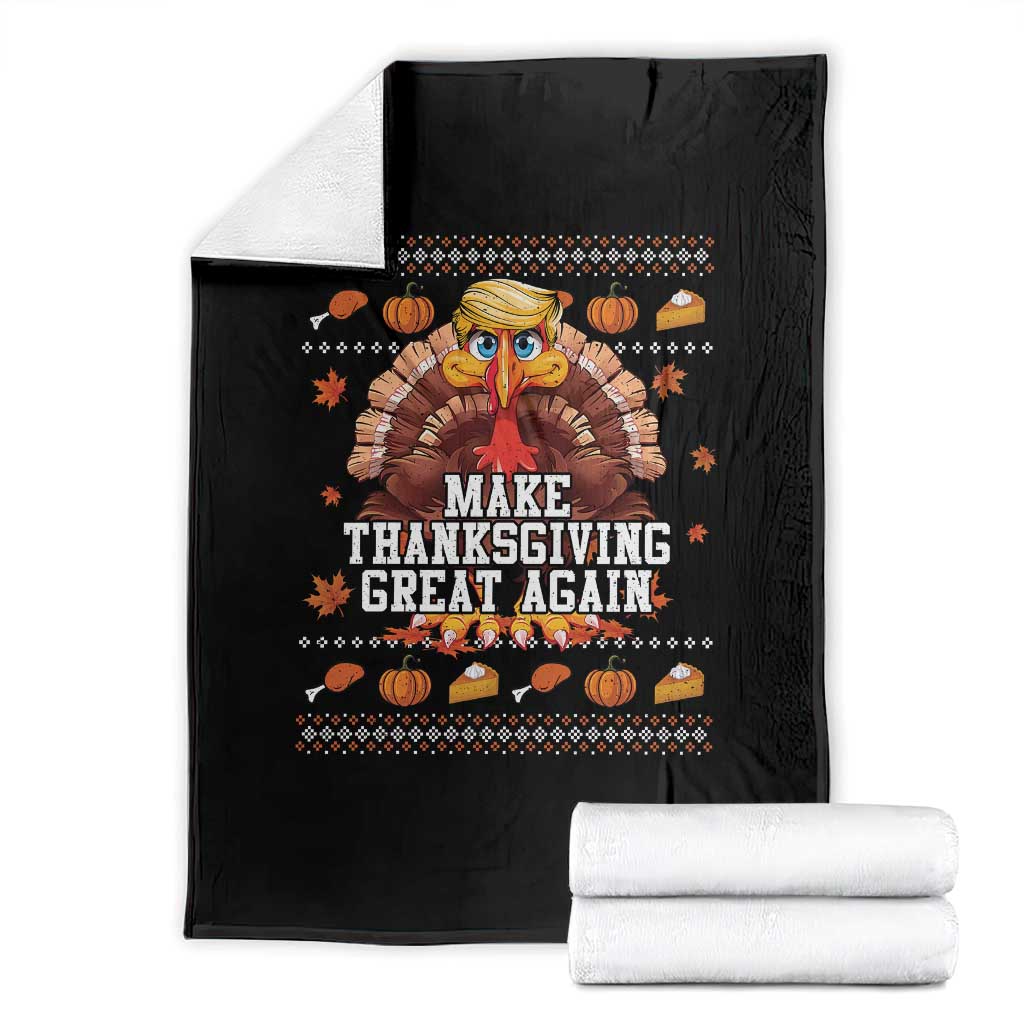Funny Thanksgiving Trump Throw Blanket Make Thanksgiving Great Again Trump Turkey TS10 Black Print Your Wear