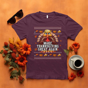 Funny Thanksgiving Trump 2024 T Shirt Make Thanksgiving Great Again Trump Turkey TS10 Maroon Print Your Wear