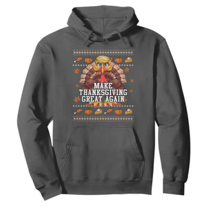 Funny Thanksgiving Trump 2024 Hoodie Make Thanksgiving Great Again Trump Turkey TS10 Dark Heather Print Your Wear