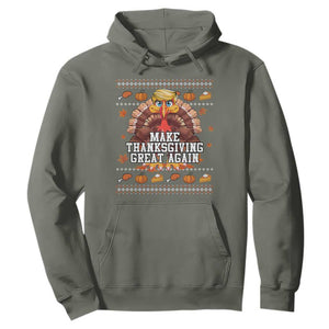 Funny Thanksgiving Trump 2024 Hoodie Make Thanksgiving Great Again Trump Turkey TS10 Military Green Print Your Wear