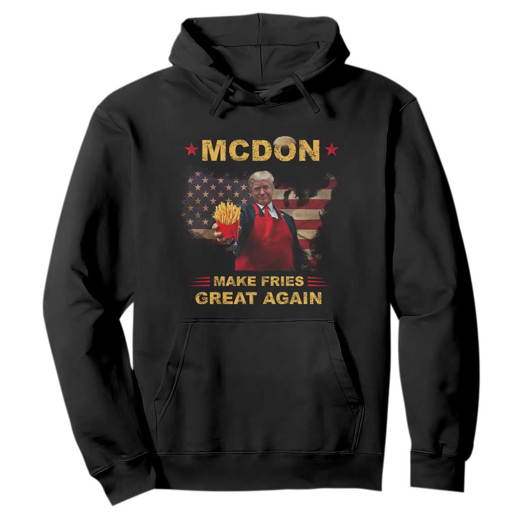 Funny Trump 2024 Hoodie President Trump Makes Fries Great Again American Flag TS10 Black Print Your Wear