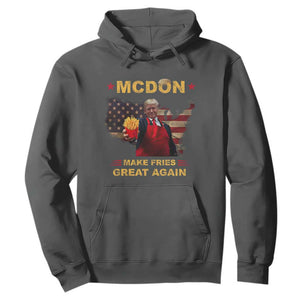 Funny Trump 2024 Hoodie President Trump Makes Fries Great Again American Flag TS10 Dark Heather Print Your Wear