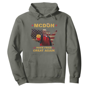 Funny Trump 2024 Hoodie President Trump Makes Fries Great Again American Flag TS10 Military Green Print Your Wear