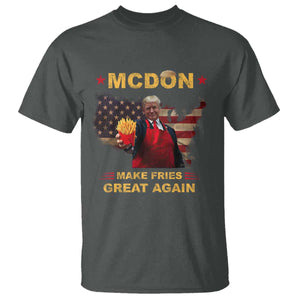 Funny Trump 2024 T Shirt President Trump Makes Fries Great Again American Flag TS10 Dark Heather Print Your Wear