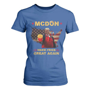 Funny Trump 2024 T Shirt For Women President Trump Makes Fries Great Again American Flag TS10 Royal Blue Print Your Wear