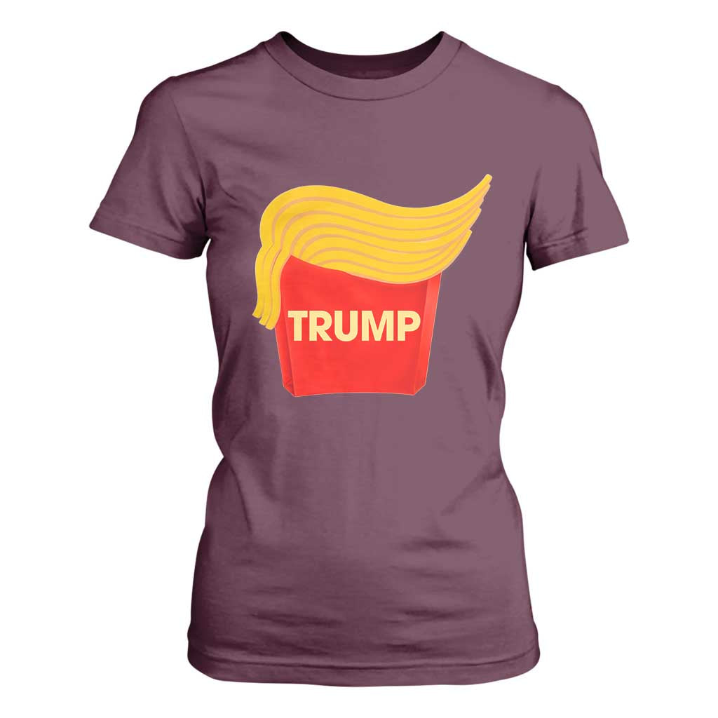 Funny Trump Fries T Shirt For Women Mac Daddy Gift for Republican TS10 Maroon Print Your Wear