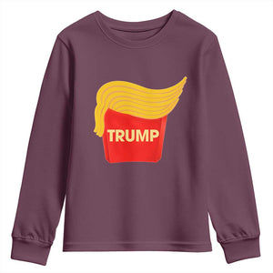 Funny Trump Fries Youth Sweatshirt Mac Daddy Gift for Republican TS10 Maroon Print Your Wear