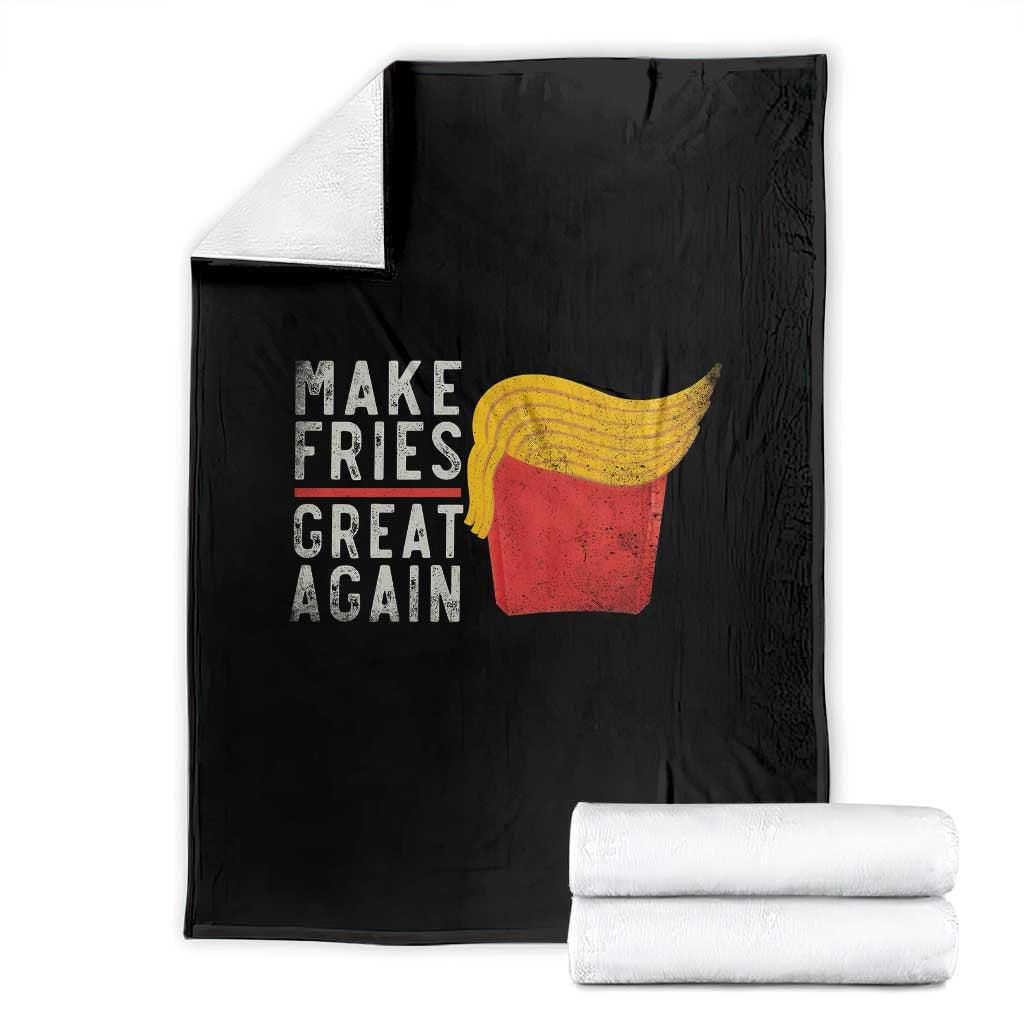 Funny Fries Throw Blanket Vintage Make Fries Great Again TS10 Black Print Your Wear