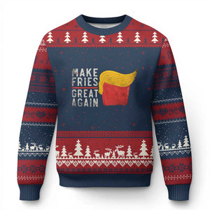 Funny Fries Ugly Christmas Sweater Vintage Make Fries Great Again TS10 Navy Red Print Your Wear
