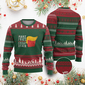Funny Fries Ugly Christmas Sweater Vintage Make Fries Great Again TS10 Red Green Print Your Wear