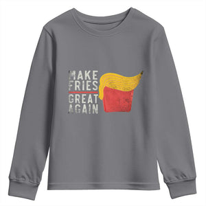 Funny Fries Youth Sweatshirt Vintage Make Fries Great Again TS10 Charcoal Print Your Wear