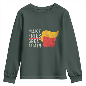 Funny Fries Youth Sweatshirt Vintage Make Fries Great Again TS10 Dark Forest Green Print Your Wear