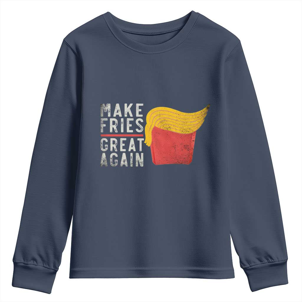 Funny Fries Youth Sweatshirt Vintage Make Fries Great Again TS10 Navy Print Your Wear
