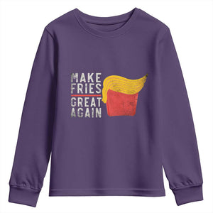 Funny Fries Youth Sweatshirt Vintage Make Fries Great Again TS10 Purple Print Your Wear