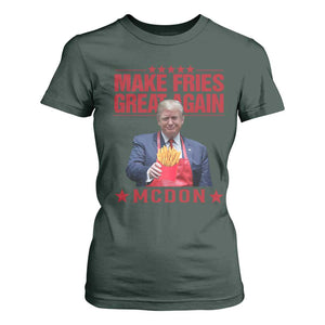 Funny Trump 2024 T Shirt For Women McDon Trump Makes Fries Great Again TS10 Dark Forest Green Print Your Wear