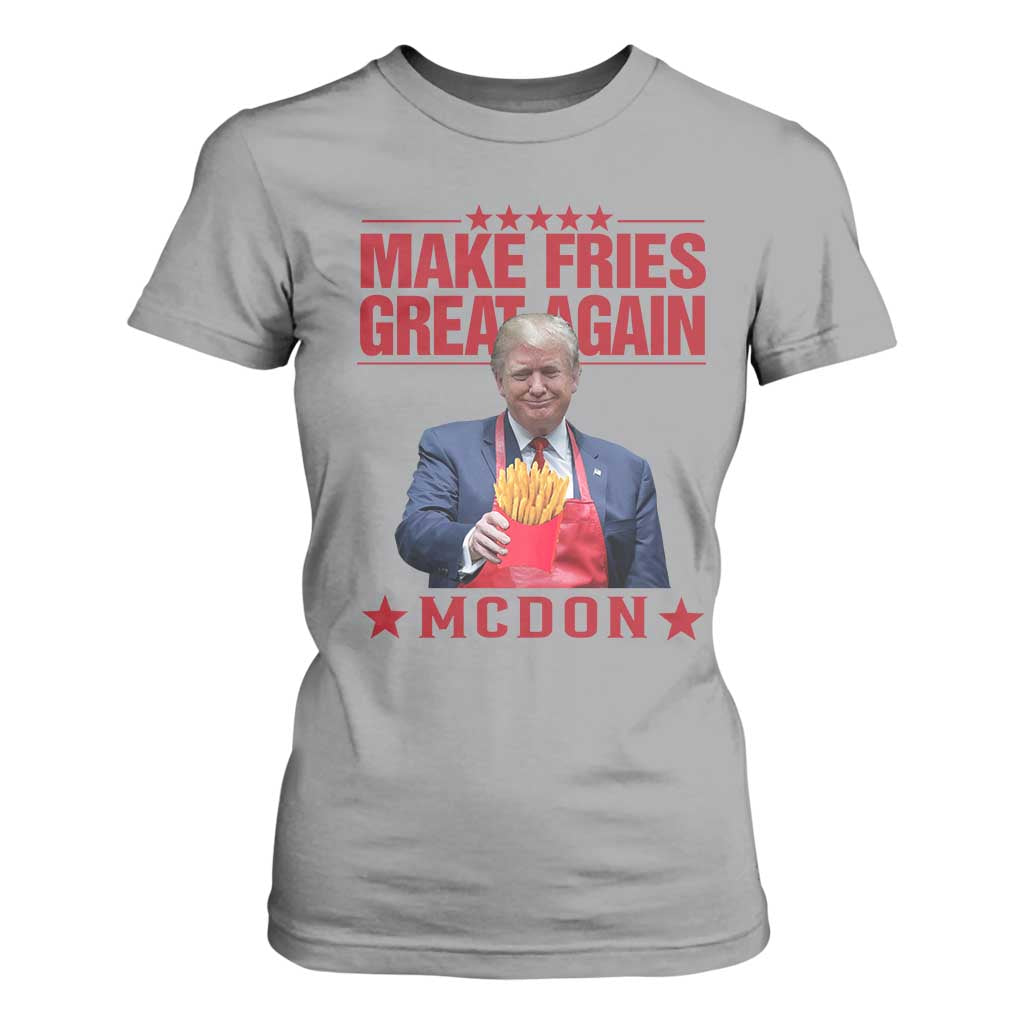 Funny Trump 2024 T Shirt For Women McDon Trump Makes Fries Great Again TS10 Sport Gray Print Your Wear
