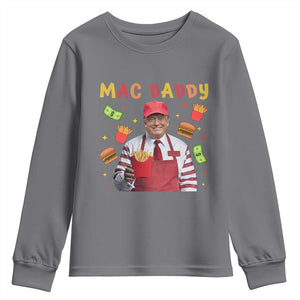 Funny Trump 2024 Youth Sweatshirt Mac Daddy Makes Fries Fast Food TS10 Charcoal Print Your Wear