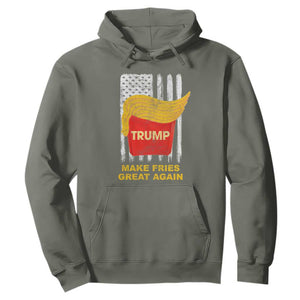 Funny Trump 2024 Hoodie President Trump Makes Fries Great Again US Flag TS10 Military Green Print Your Wear