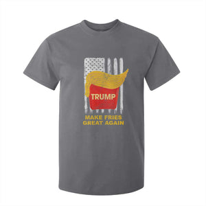 Funny Trump 2024 T Shirt For Kid President Trump Makes Fries Great Again US Flag TS10 Charcoal Print Your Wear