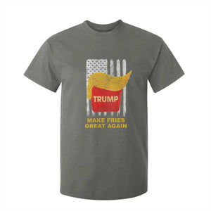 Funny Trump 2024 T Shirt For Kid President Trump Makes Fries Great Again US Flag TS10 Military Green Print Your Wear