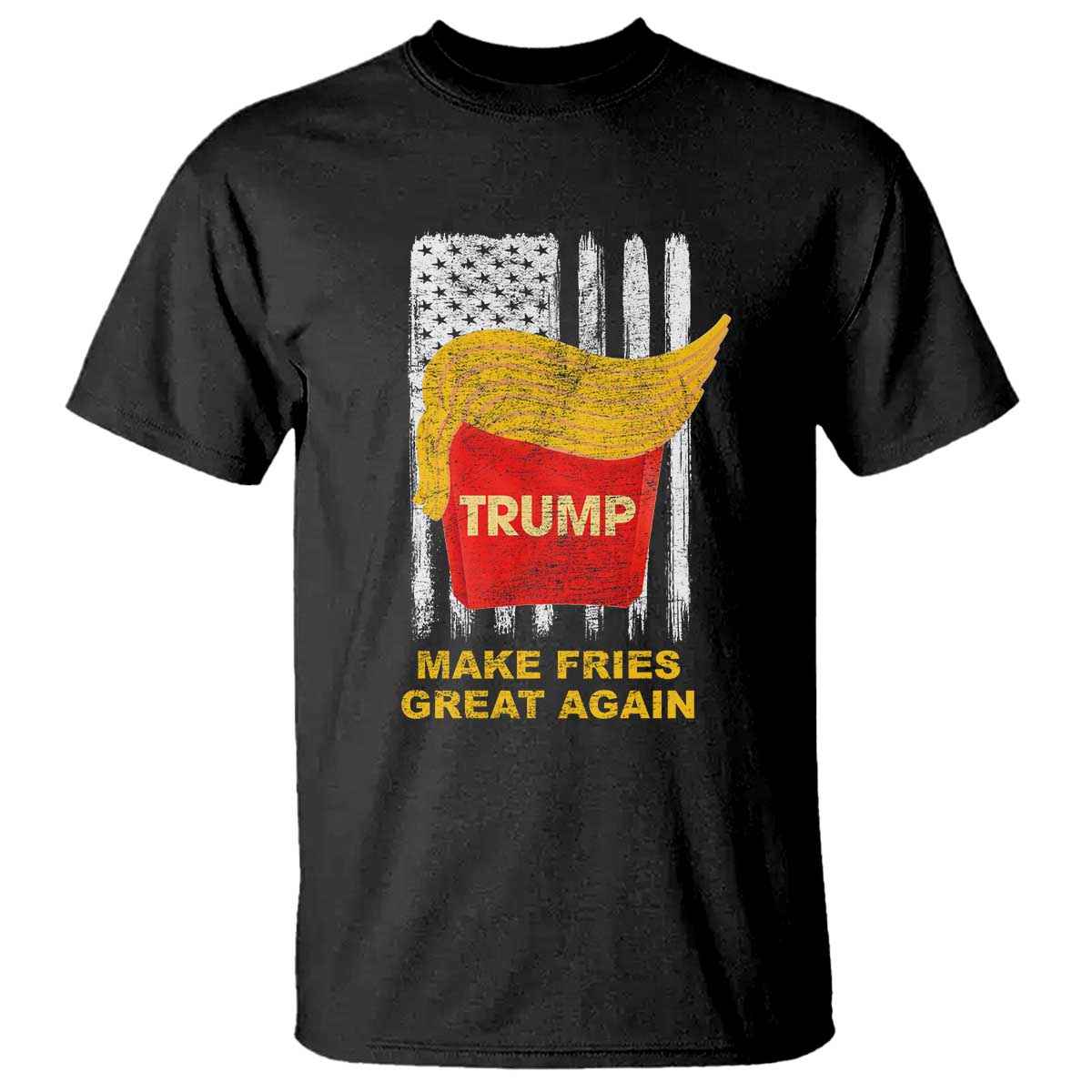 Funny Trump 2024 T Shirt President Trump Makes Fries Great Again US Flag TS10 Black Print Your Wear