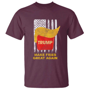 Funny Trump 2024 T Shirt President Trump Makes Fries Great Again US Flag TS10 Maroon Print Your Wear