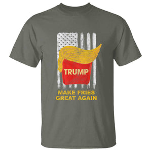 Funny Trump 2024 T Shirt President Trump Makes Fries Great Again US Flag TS10 Military Green Print Your Wear