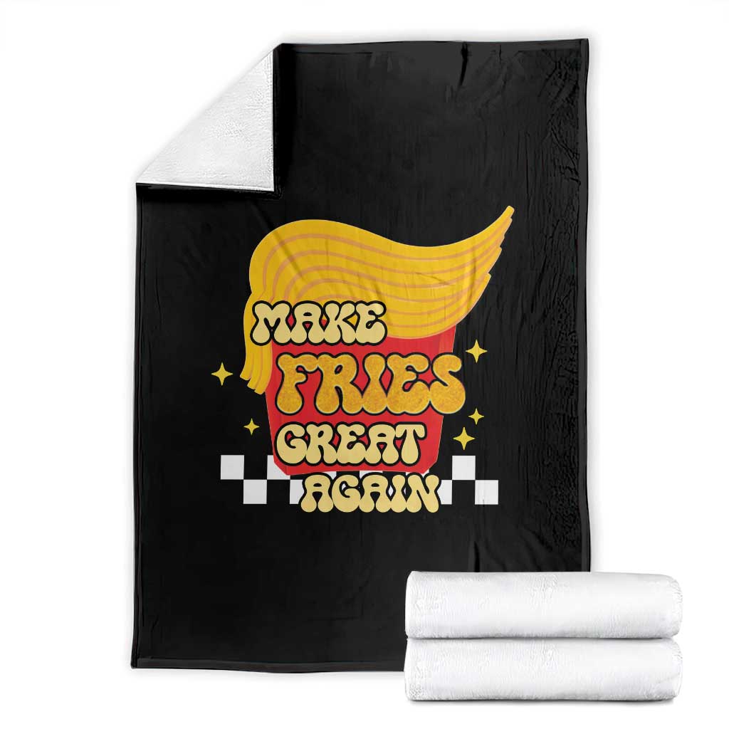 Funny Fries Throw Blanket Make Fries Great Again Checkered TS10 Black Print Your Wear