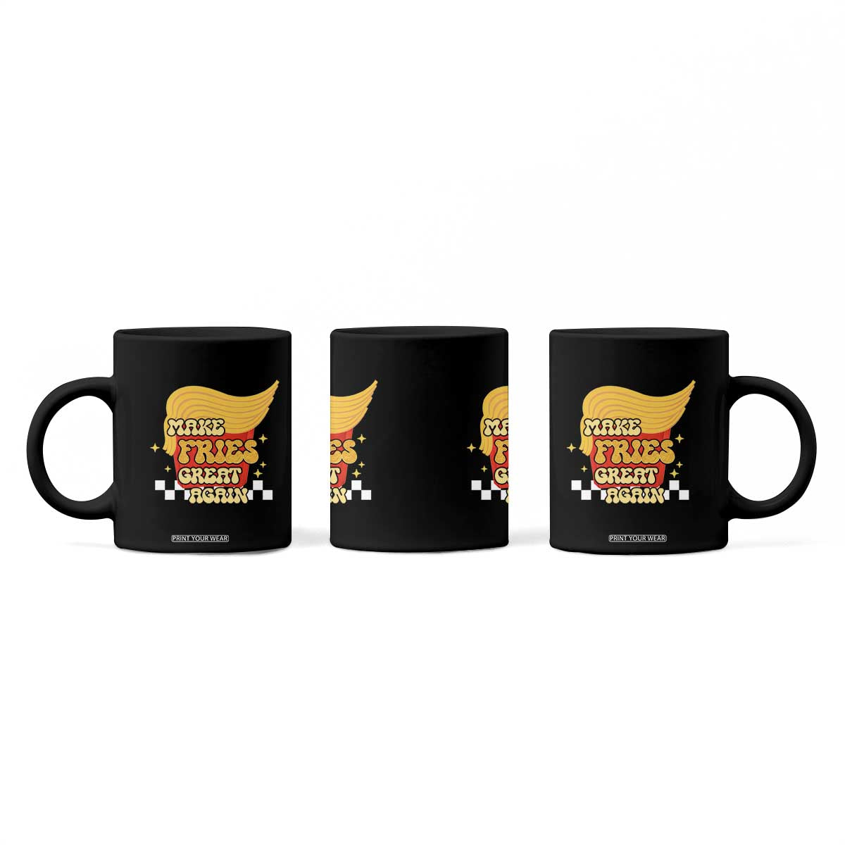 Funny Fries Coffee Mug Make Fries Great Again Checkered TS10 Print Your Wear