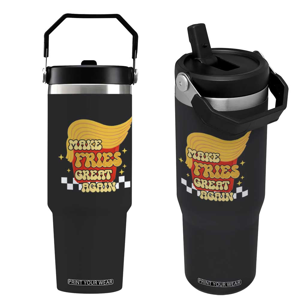 Funny Fries Flip Straw Tumbler Make Fries Great Again Checkered TS10 One Size: 30 oz Black Print Your Wear