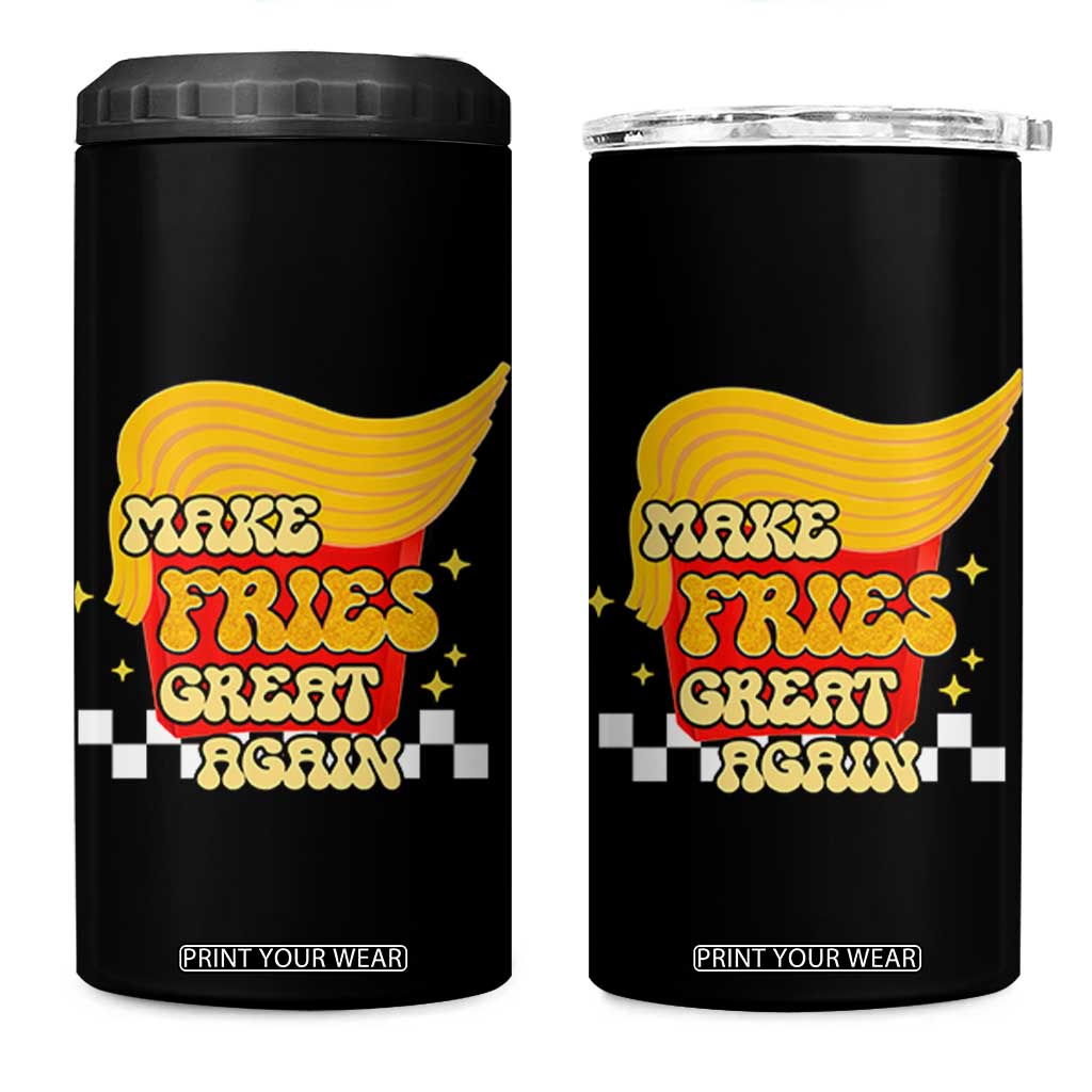 Funny Fries 4 in 1 Can Cooler Tumbler Make Fries Great Again Checkered TS10 One Size: 16 oz Black Print Your Wear