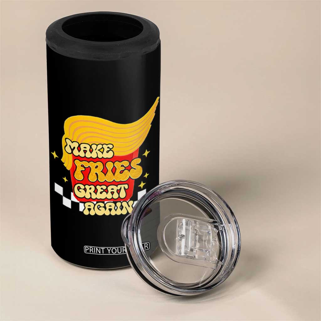 Funny Fries 4 in 1 Can Cooler Tumbler Make Fries Great Again Checkered TS10 Print Your Wear