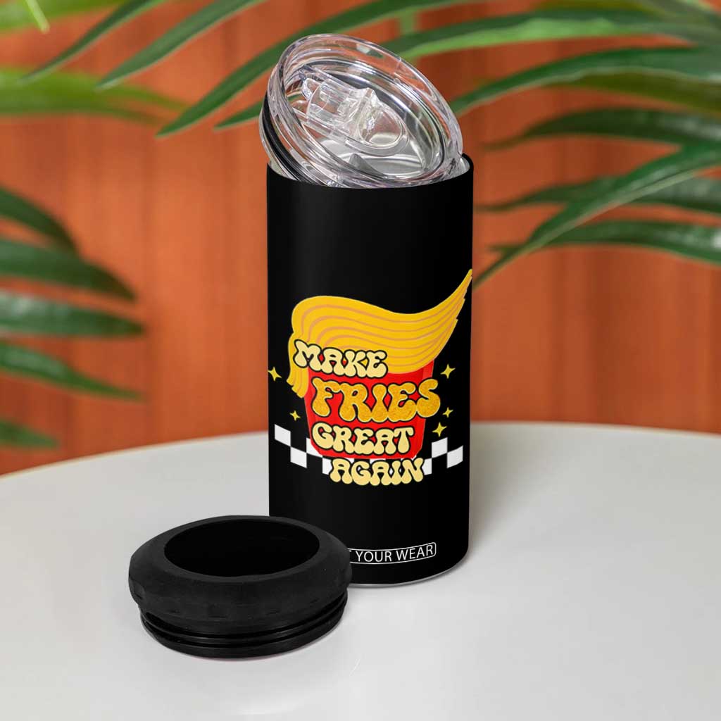 Funny Fries 4 in 1 Can Cooler Tumbler Make Fries Great Again Checkered TS10 Print Your Wear