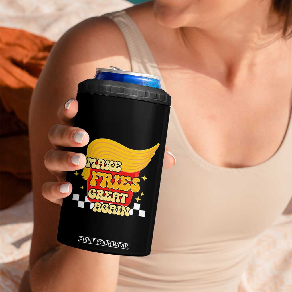 Funny Fries 4 in 1 Can Cooler Tumbler Make Fries Great Again Checkered TS10 Print Your Wear