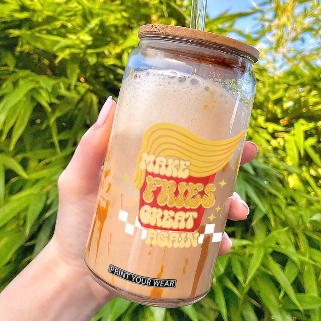 Funny Fries Glass Can Make Fries Great Again Checkered TS10 Black Print Your Wear