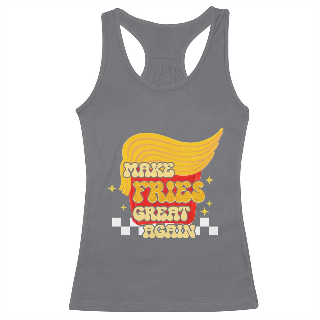 Funny Fries Racerback Tank Top Make Fries Great Again Checkered TS10 Charcoal Print Your Wear