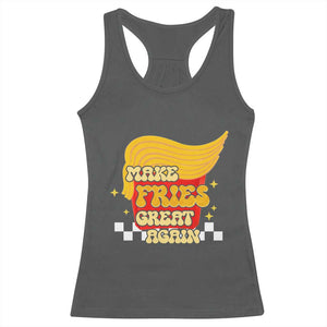 Funny Fries Racerback Tank Top Make Fries Great Again Checkered TS10 Dark Heather Print Your Wear