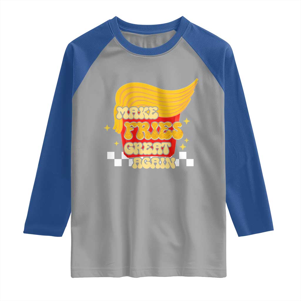 Funny Fries Raglan Shirt Make Fries Great Again Checkered TS10 Sport Gray Royal Print Your Wear
