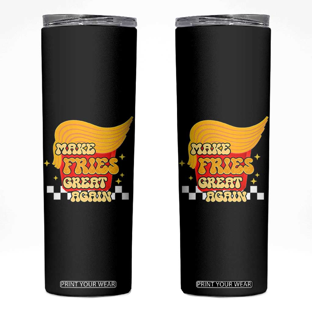Funny Fries Skinny Tumbler Make Fries Great Again Checkered TS10 Black Print Your Wear