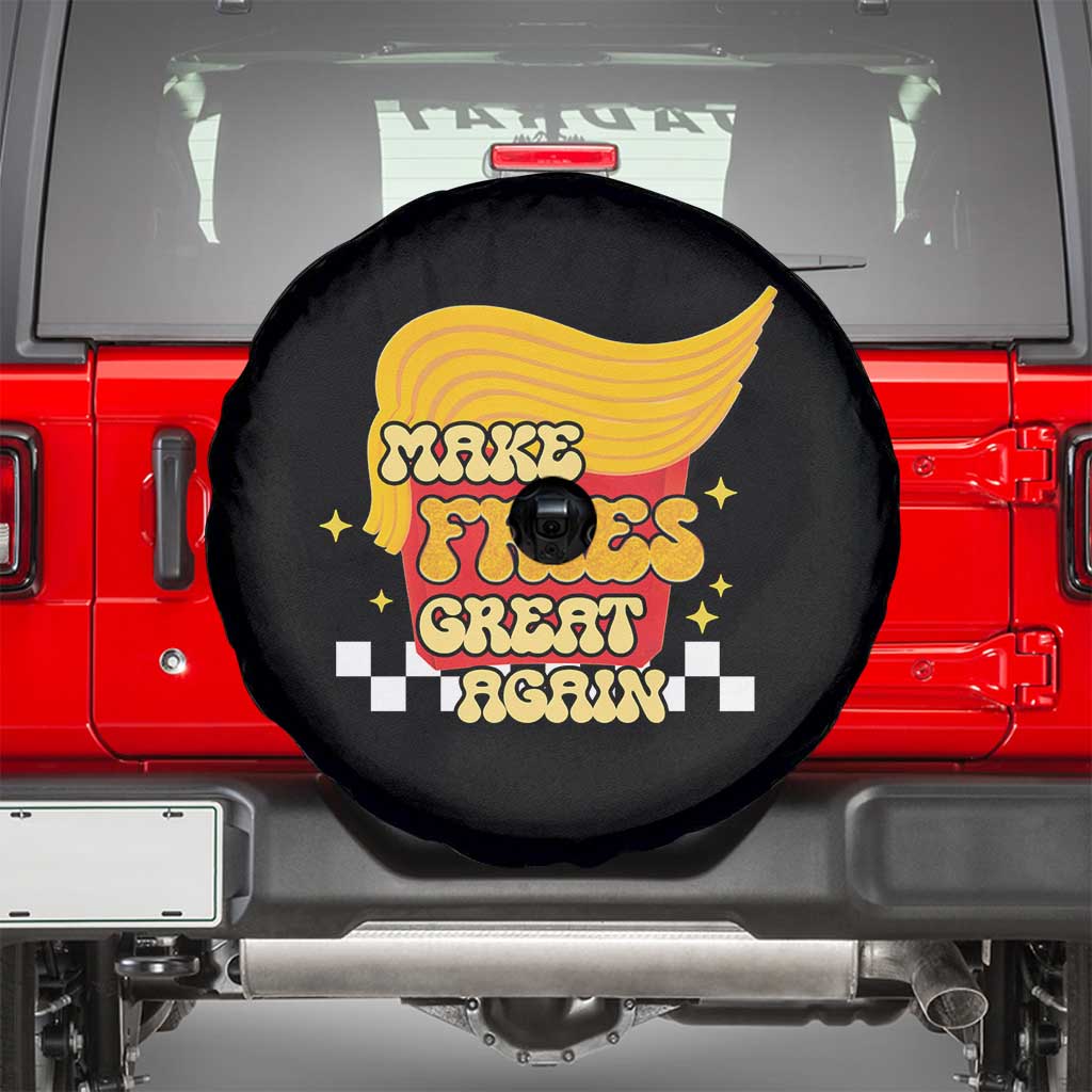 Funny Fries Spare Tire Cover Make Fries Great Again Checkered TS10 Black Print Your Wear