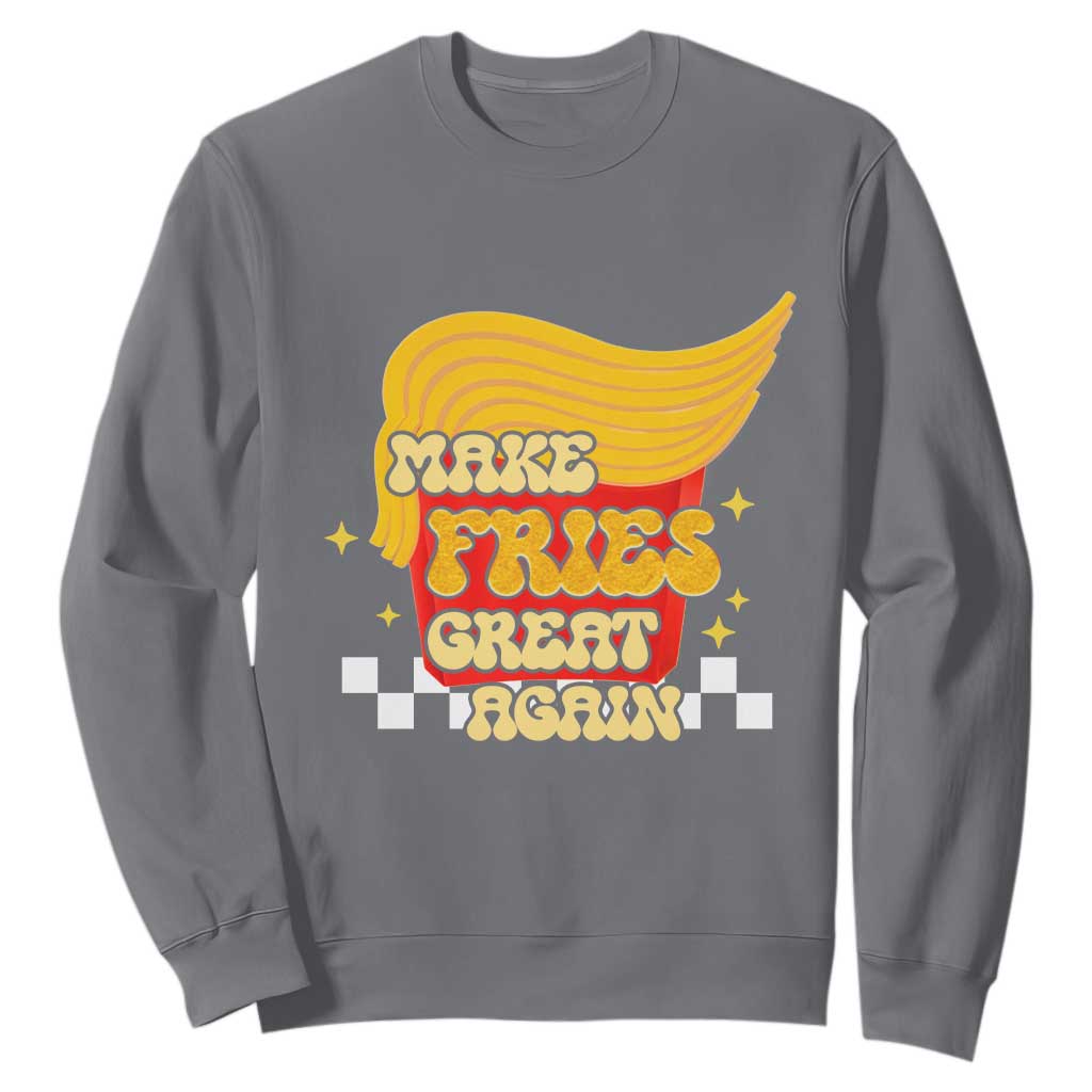 Funny Fries Sweatshirt Make Fries Great Again Checkered TS10 Charcoal Print Your Wear