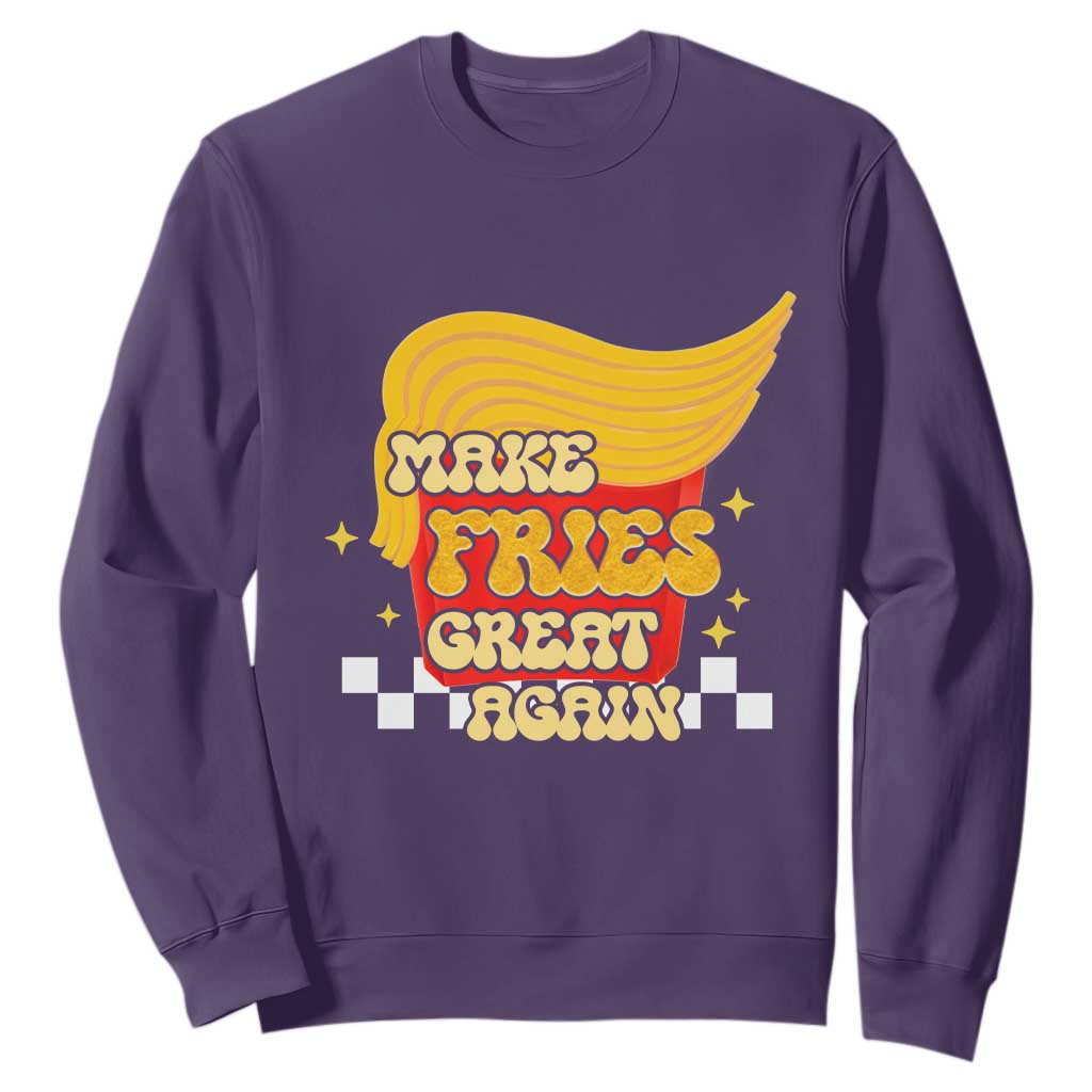 Funny Fries Sweatshirt Make Fries Great Again Checkered TS10 Purple Print Your Wear